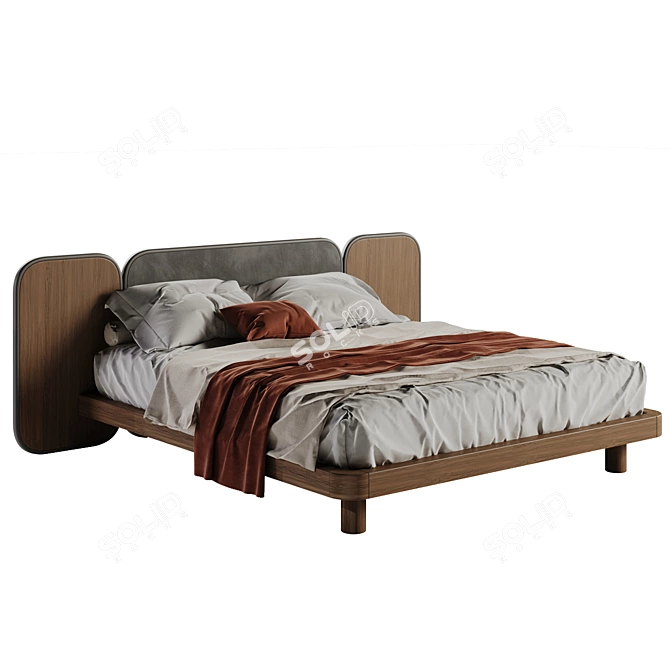 Stylish MOOZA Monarch Bed 3D model image 2