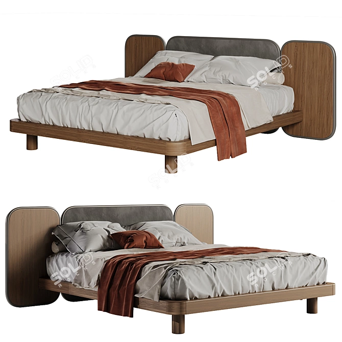 Stylish MOOZA Monarch Bed 3D model image 3