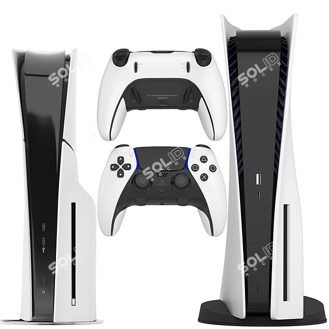 Sony PS5 PlayStation 5 Controllers 3D model image 1