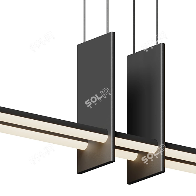 Sleek Contemporary Linear LED Pendant 3D model image 4