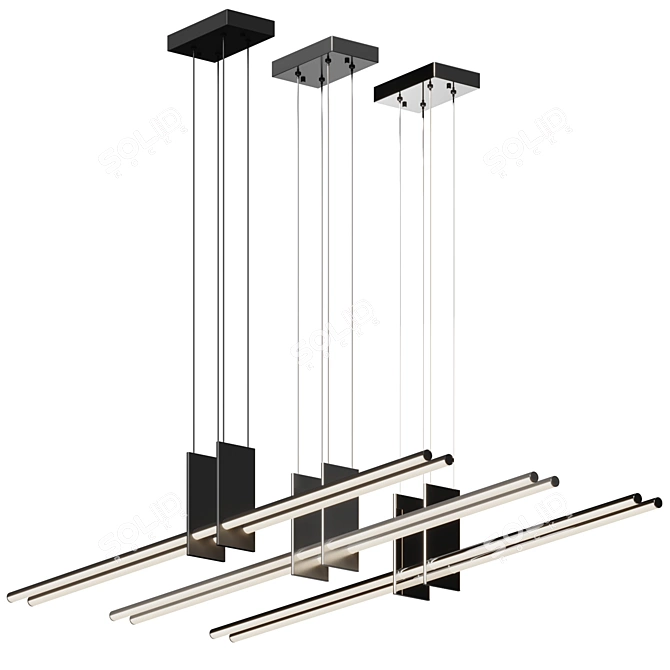 Sleek Contemporary Linear LED Pendant 3D model image 5