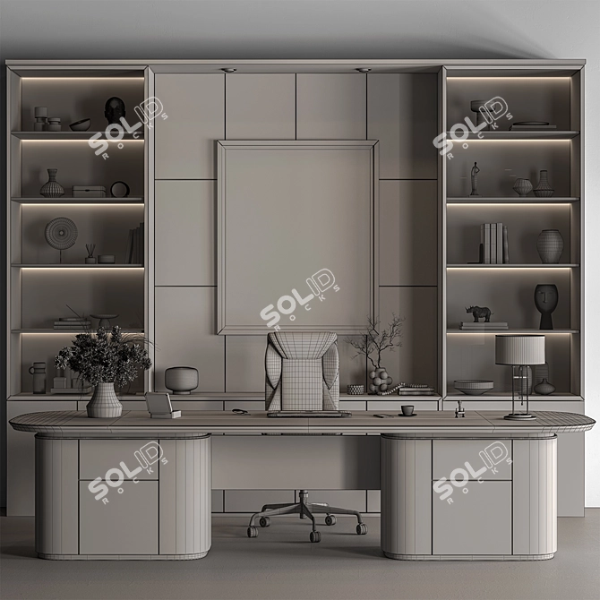 Executive Boss Desk 667 3D model image 5