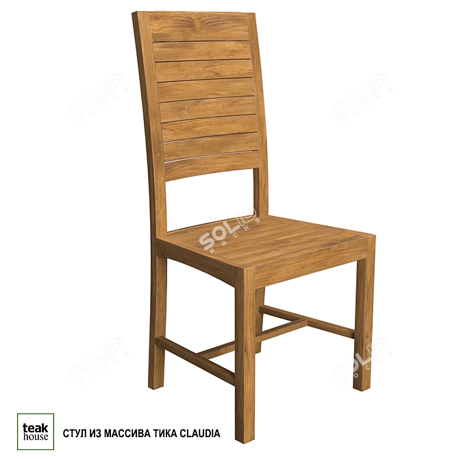 Teak Claudia Wood Chair 3D model image 1