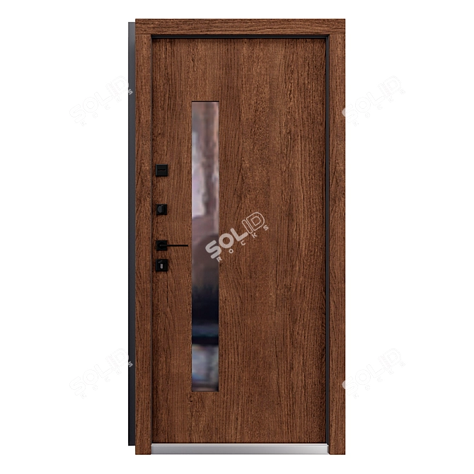 Brown Entry Metal Door (QDoors) 3D model image 6