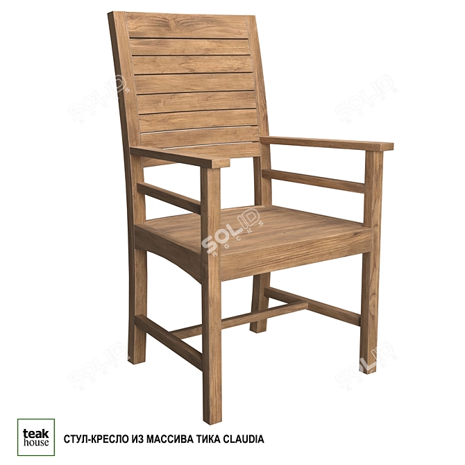  Teak Wood Armchair Claudia 3D model image 1