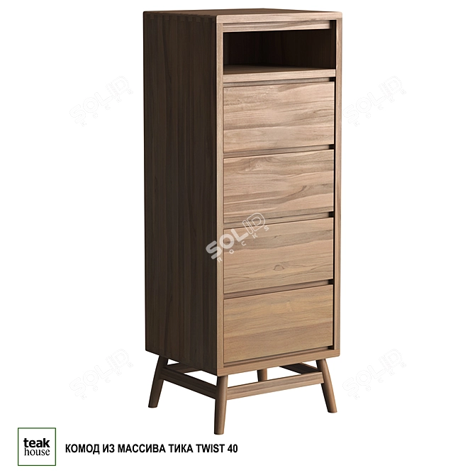 TWIST 40 Teak Wood Dresser 3D model image 1