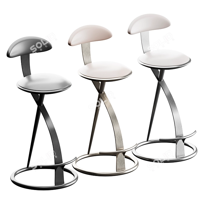 Ravo Upholstered Metal Frame Counter Stool 3D model image 2