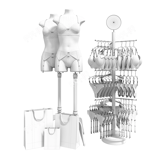 Mannequin Clothes Hanger Set 3D model image 3