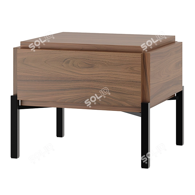 GROOVE Bedside Table Drawers Wood 3D model image 2