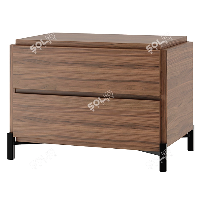 GROOVE Bedside Table Drawers Wood 3D model image 3