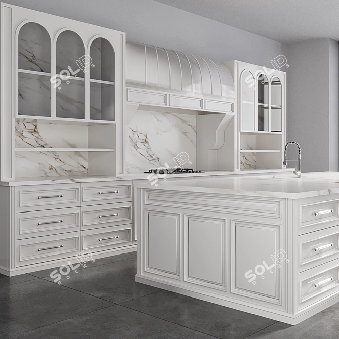 Neoclassical Kitchen Set with Premium Appliances 3D model image 6