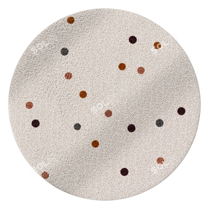 Kids Polka Dot Round Rug 3D model image 2