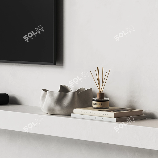 Stone Surface Minimalist TV Wall 3D model image 4