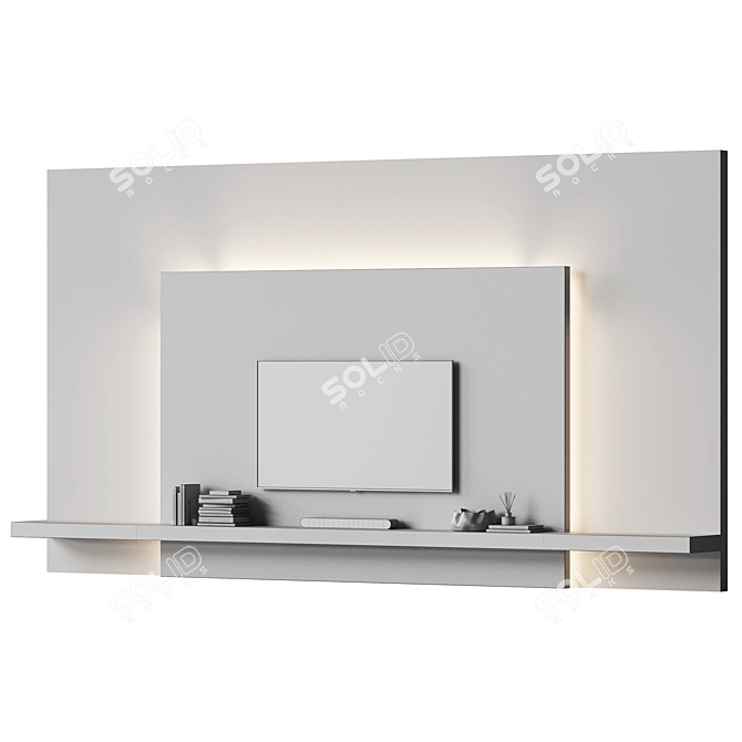 Stone Surface Minimalist TV Wall 3D model image 8