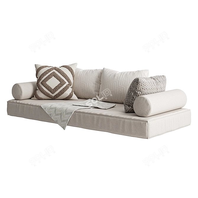 Cozy Window Seat Cushion Set 3D model image 6