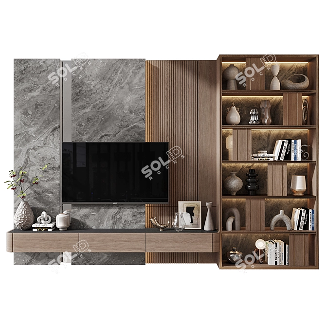 Contemporary TV Wall Decor Shelf 3D model image 1