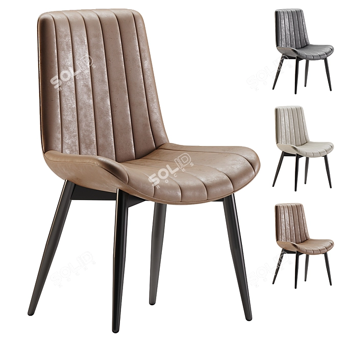 Brown PU Leather Upholstered Chairs 3D model image 1