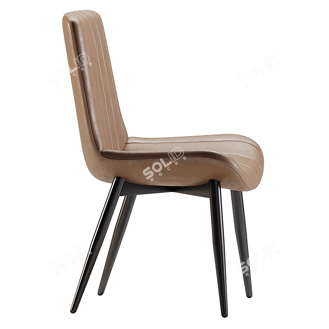 Brown PU Leather Upholstered Chairs 3D model image 4