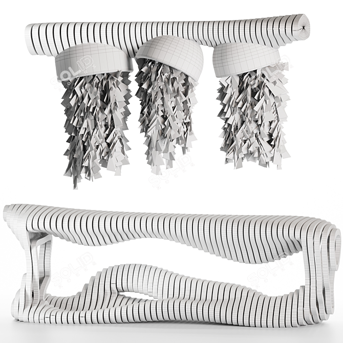 Modern Reception Desk Plant Set 3D model image 5