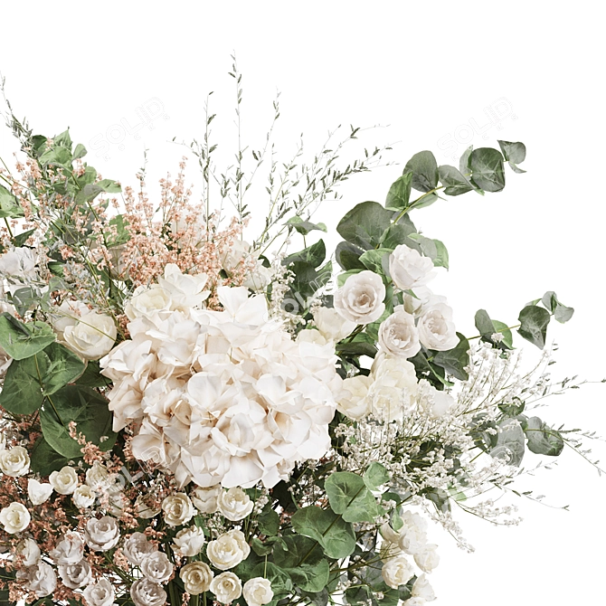 Hydrangea & Eucalyptus Bouquet Set 3D model image 3