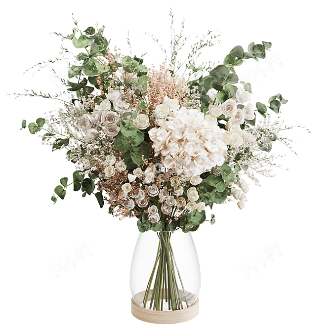 Hydrangea & Eucalyptus Bouquet Set 3D model image 6