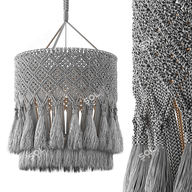 Boho Macrame Pendant Light 3D model image 4