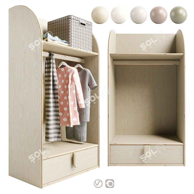 Montessori-inspired Wardrobe for Kids 3D model image 1