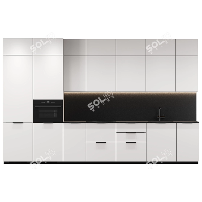 Custom Modern Style Kitchen Set 3D model image 2