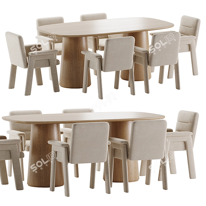 Modern Velvet Dining Set 2017 3D model image 1