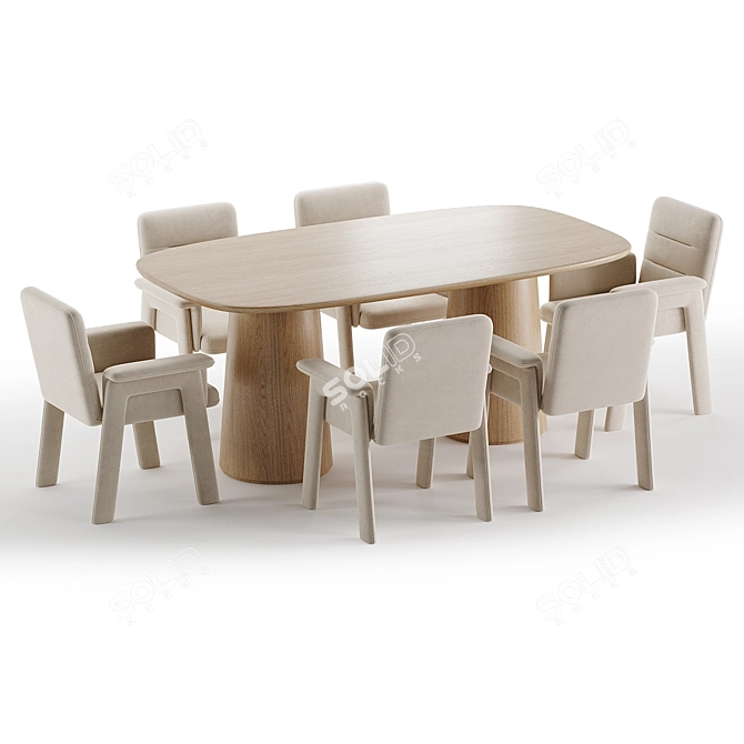 Modern Velvet Dining Set 2017 3D model image 5