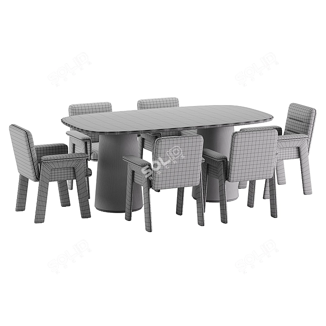 Modern Velvet Dining Set 2017 3D model image 6