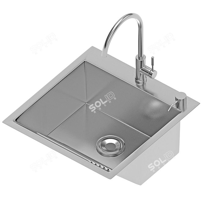 Stainless Steel Double Bowl Laundry Sink 3D model image 2