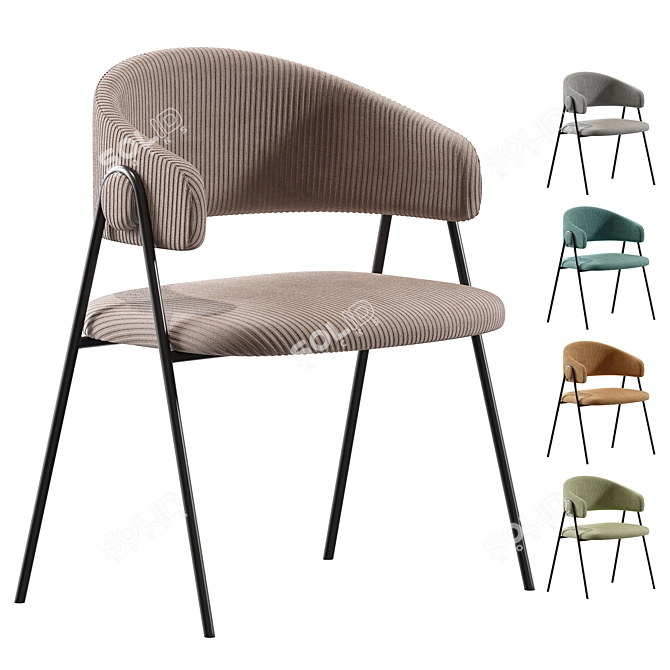 Collins Velvet Grey Chair 3D model image 1