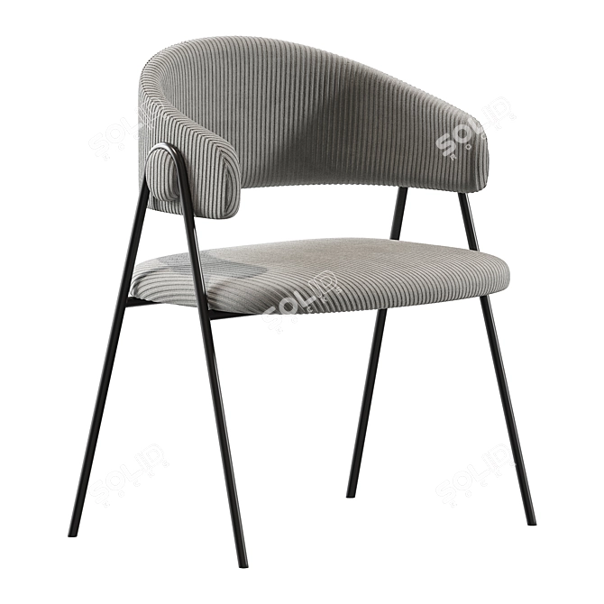 Collins Velvet Grey Chair 3D model image 2
