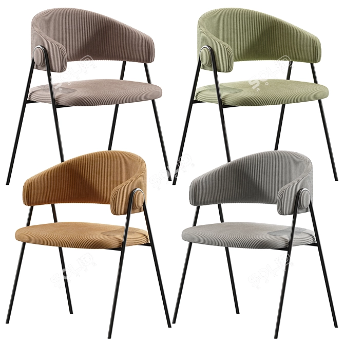 Collins Velvet Grey Chair 3D model image 3