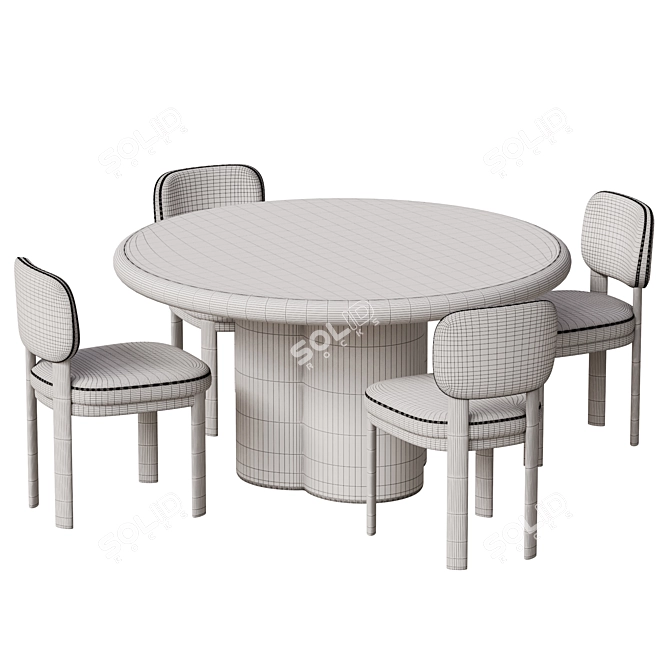 Modern Concrete Dining Table Set 3D model image 4