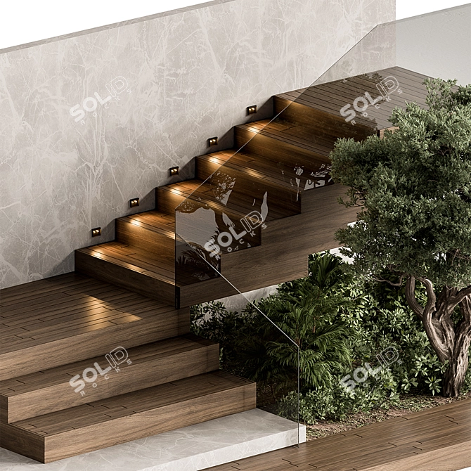 Outdoor Stairs Set 103 3D model image 3