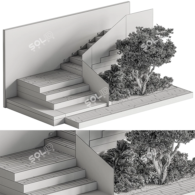 Outdoor Stairs Set 103 3D model image 4