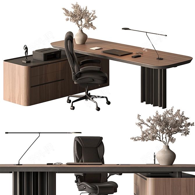 Executive Office Desk - Premium Design 3D model image 1