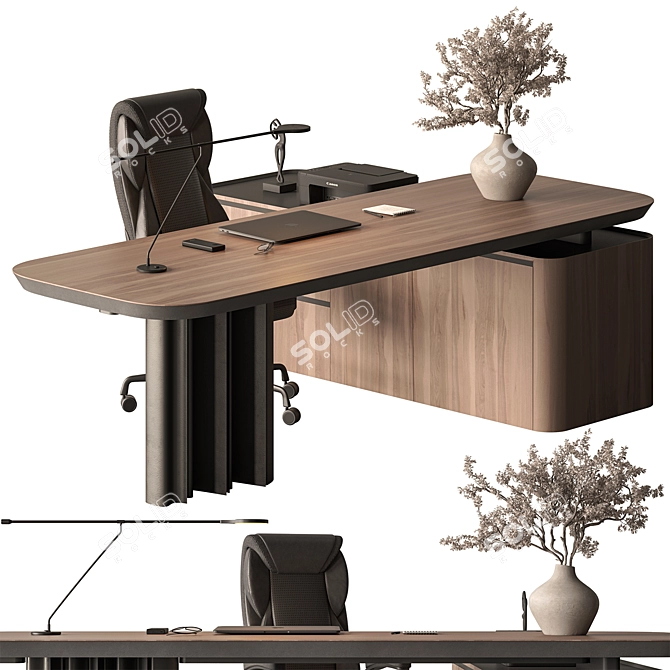 Executive Office Desk - Premium Design 3D model image 2