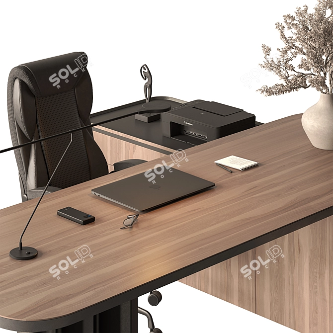 Executive Office Desk - Premium Design 3D model image 4