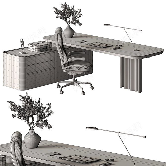 Executive Office Desk - Premium Design 3D model image 6