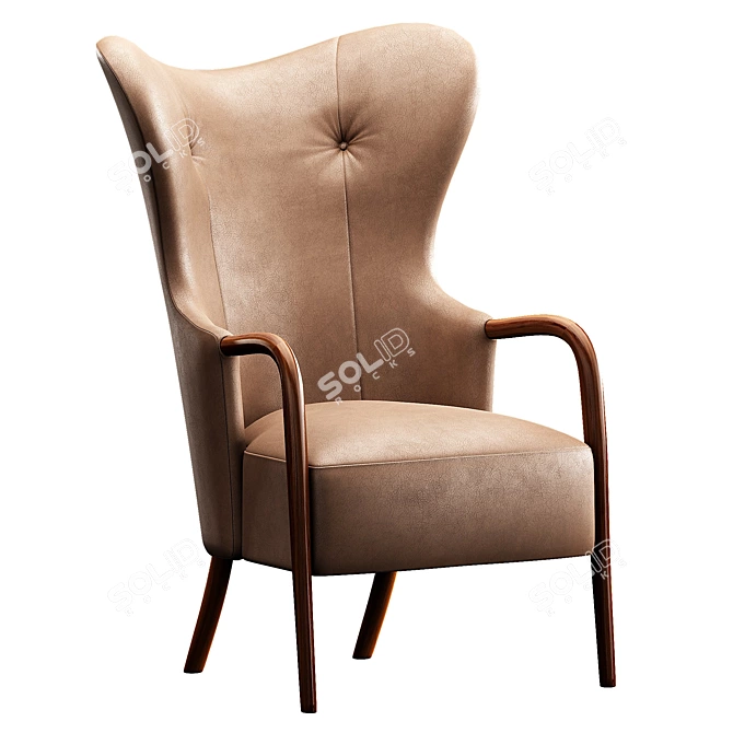 Stylish Leather Accent Chair 3D model image 1