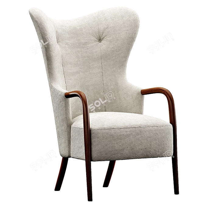 Stylish Leather Accent Chair 3D model image 2