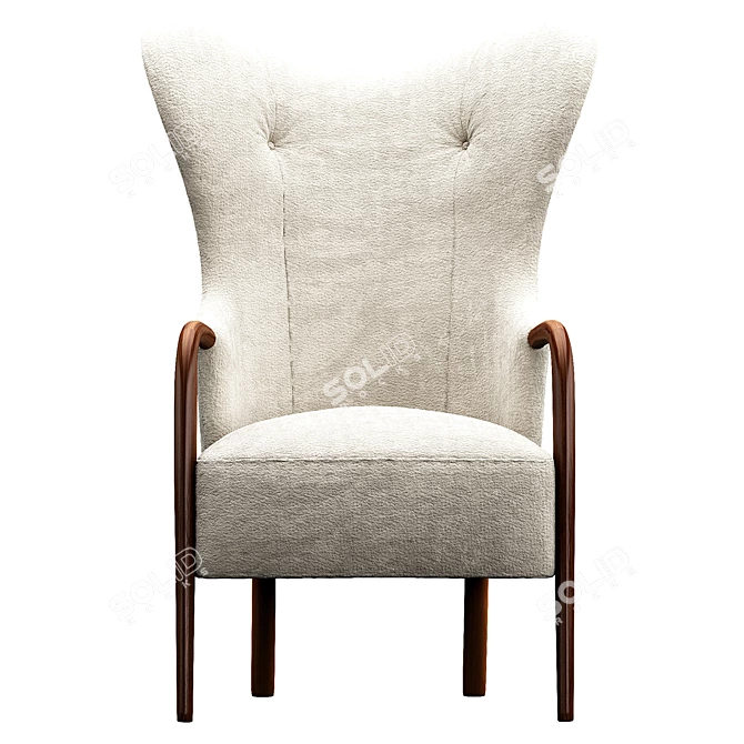 Stylish Leather Accent Chair 3D model image 4