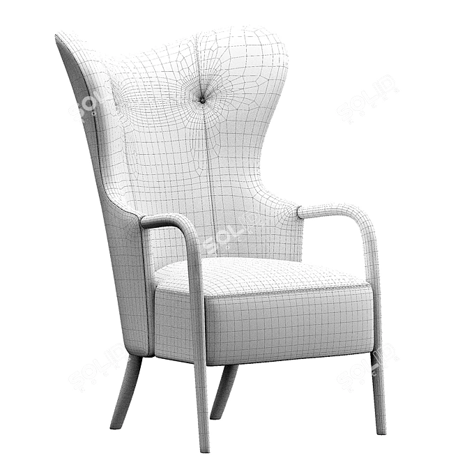 Stylish Leather Accent Chair 3D model image 5