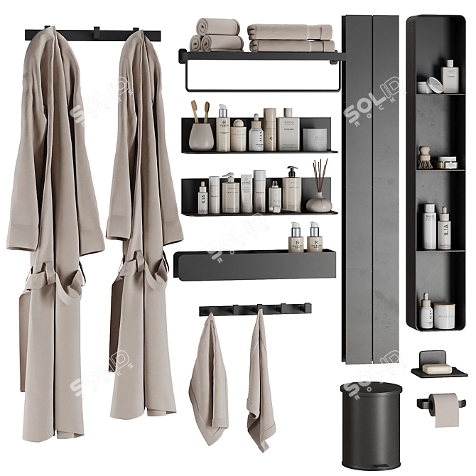 Modern Bathroom Accessories Set V33 3D model image 1