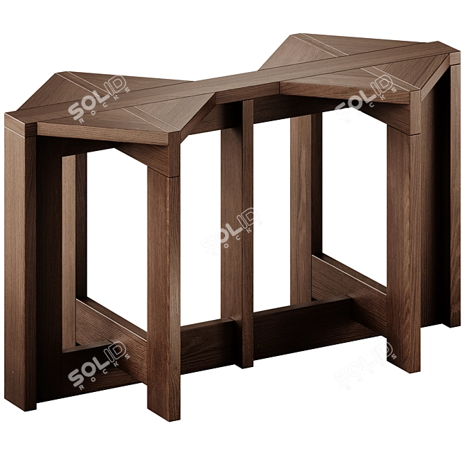 Handcrafted Berber Wooden Bench 3D model image 1