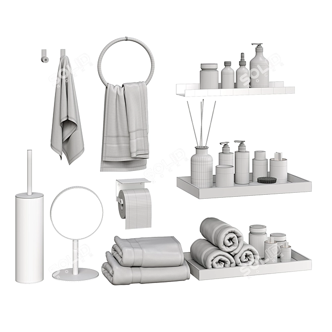 Turbosmooth Modifier Bathroom Set 3D model image 5