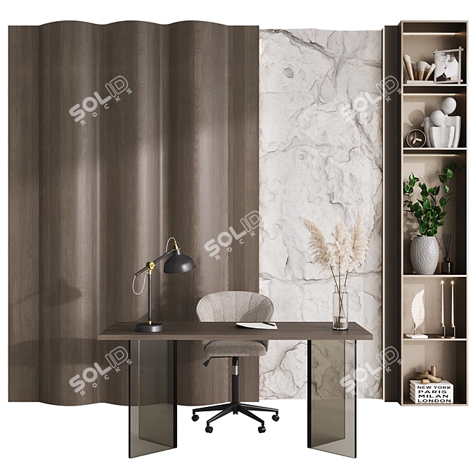 Modern Home Office Setup 3D model image 1